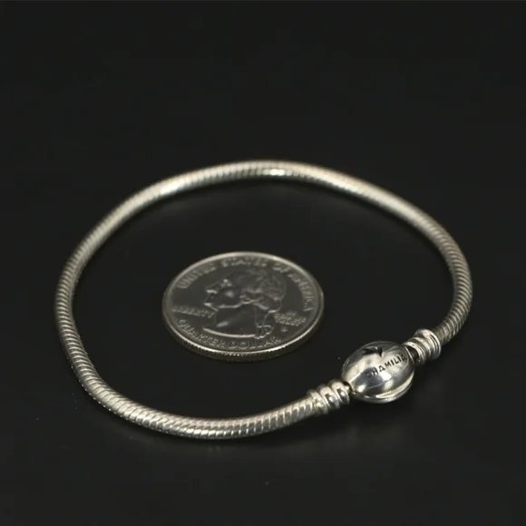 CHAMILLIA 3mm Snake Chain Link 7.5" Barrel Clasp Bracelet - 13g Sterling Silver - Picture 4 of 6